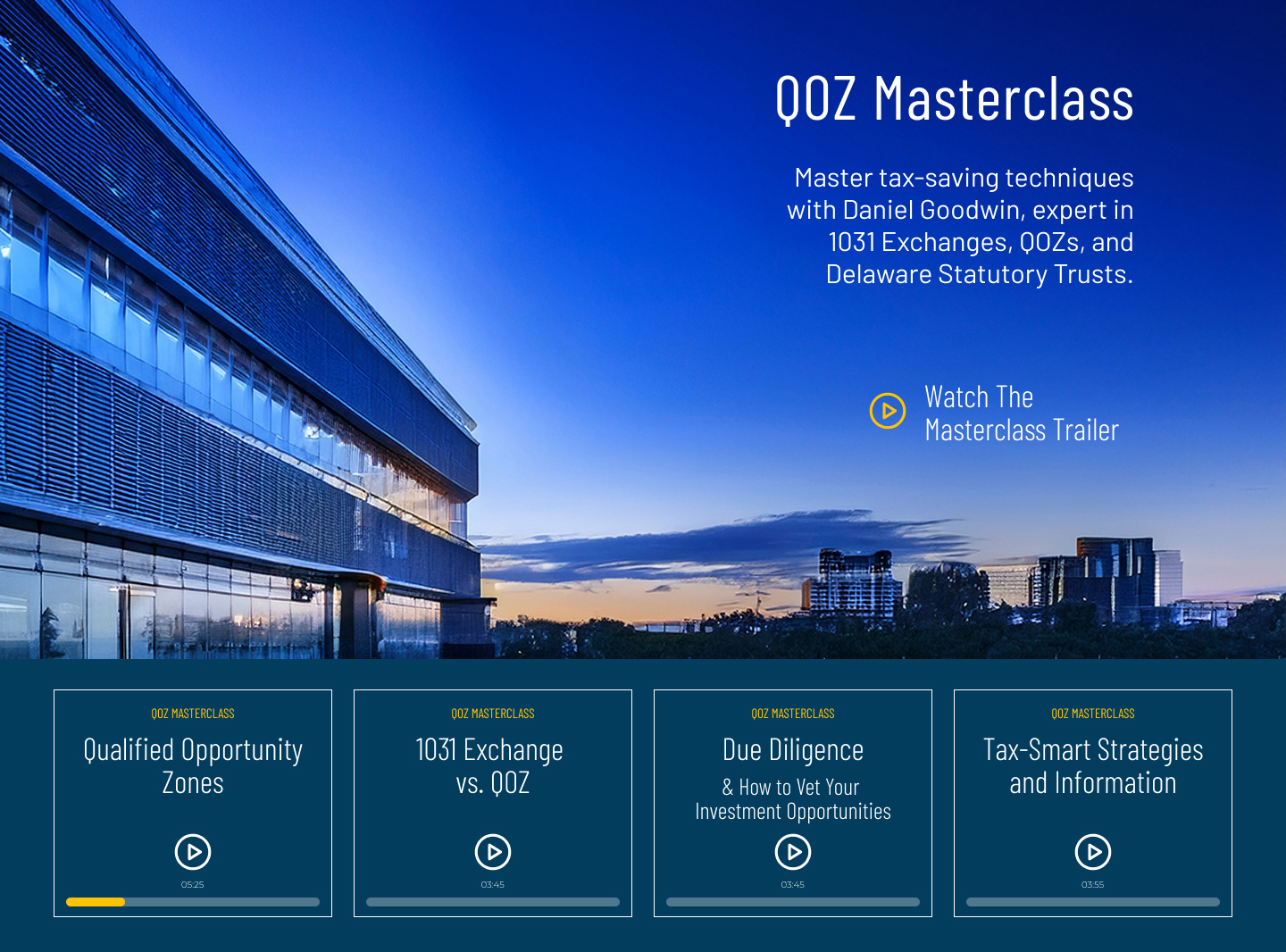 Qualified Opportunity Zones (QOZ) Masterclass with Daniel Goodwin of Provident 1031